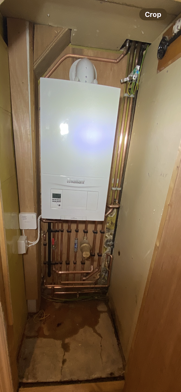 New Vaillant combi boiler installed with clean copper pipework